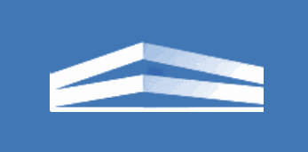 Mid Cal Industrial Properties logo mark: stacked white warehouse-roof lines on blue